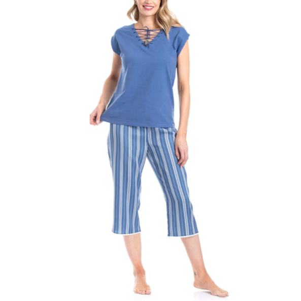 PIJAMA CAPRI A RAYAS